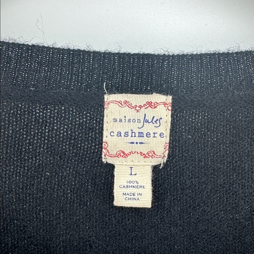 Maison Jules 100% Cashmere Black Sparkly‎ Scoop Neck Sweater Large - Picture 8 of 8
